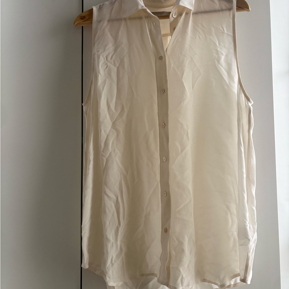 Everlane Sleeveless Button-Front Ivory Blouse
